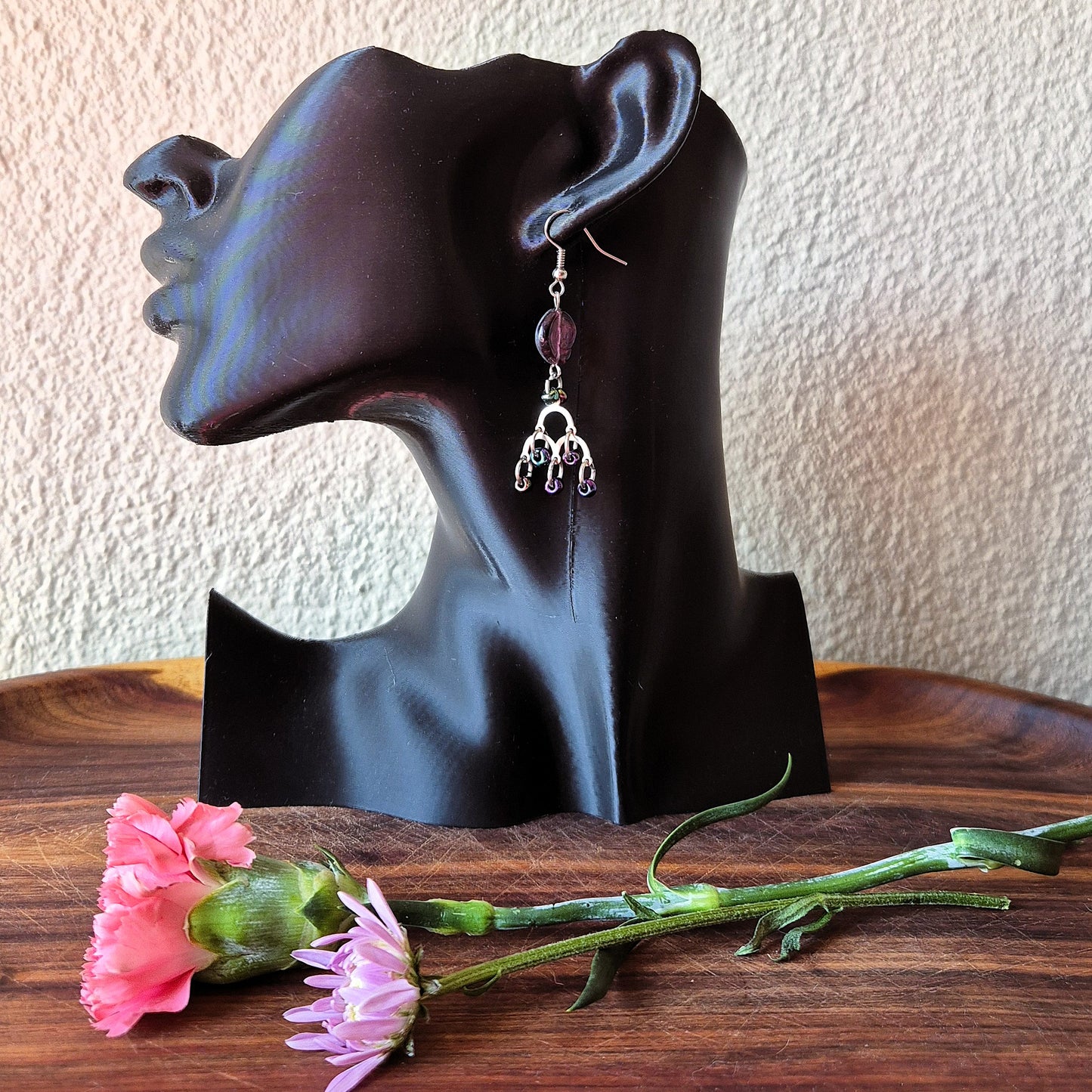 Spiral Glass Shell Drop Earrings