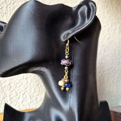 Blue Boho Cluster Earrings