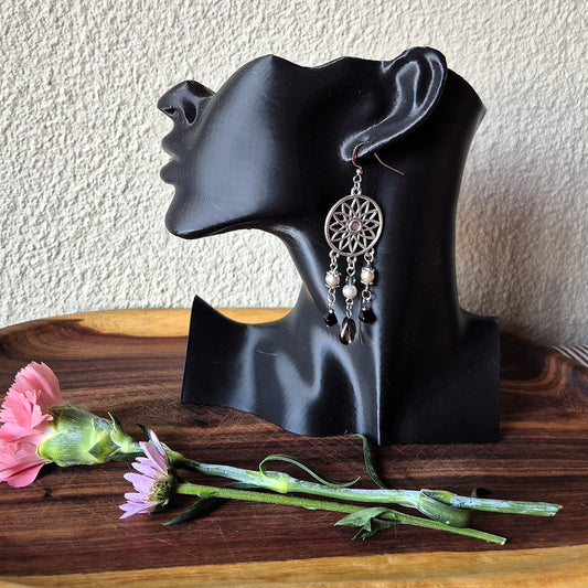 Midnight Lotus Chandelier Earrings