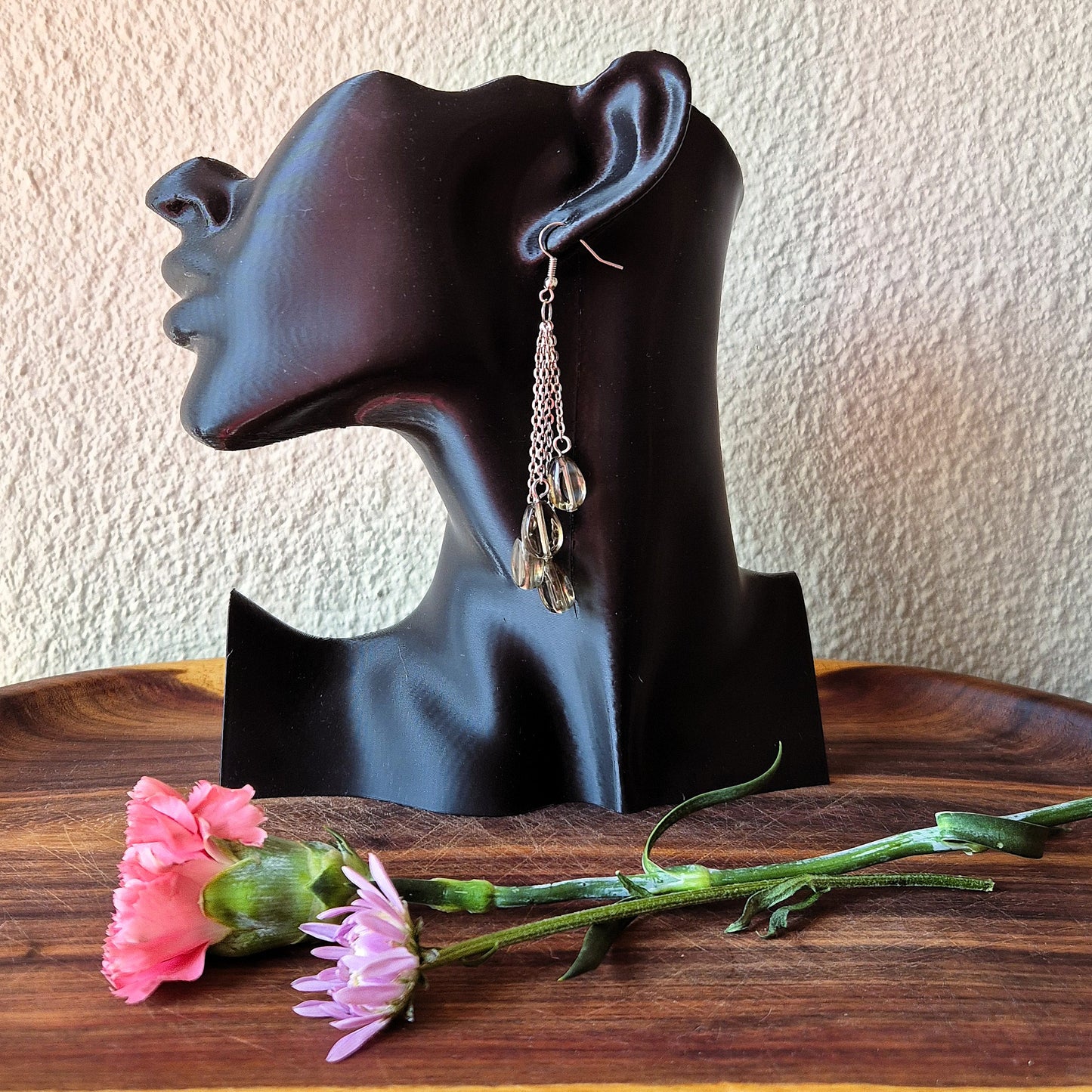 Grey Tear Drop Earrings
