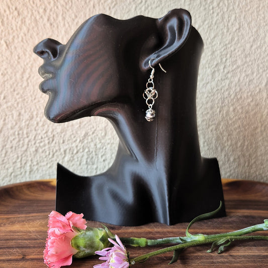 Gunmetal Chainmaille Flower Earrings