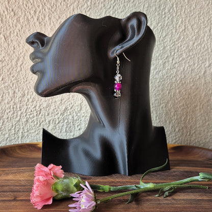 Crackled Black & Pink Earrings