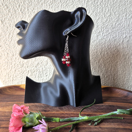 Red Crystal Drop Earrings