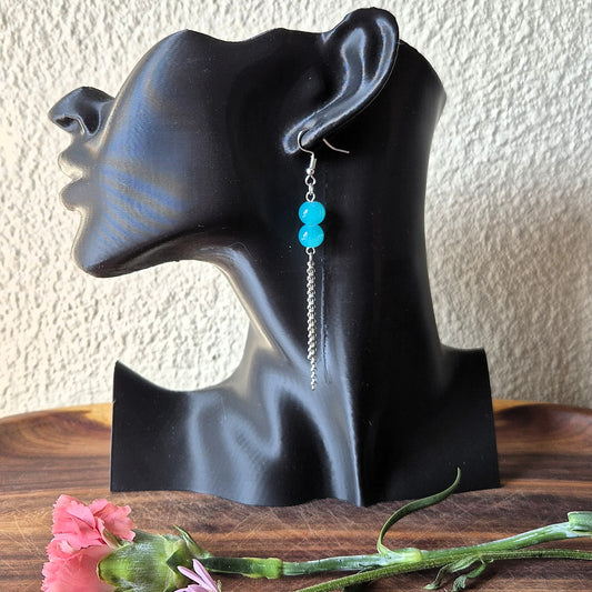 Aqua Chain Drop Earrings