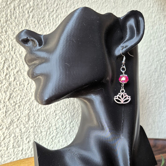 Pink Crystal Lotus Earrings