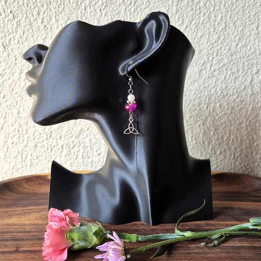 Pink Triquetra Crystal Earrings