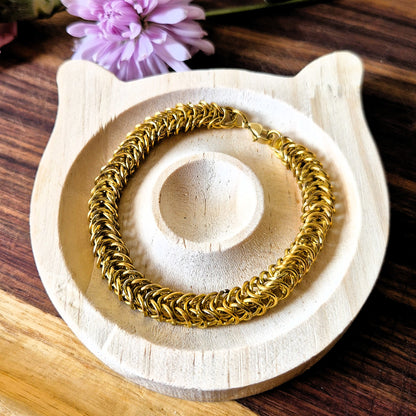 Gold Box Weave Chainmaille Bracelet