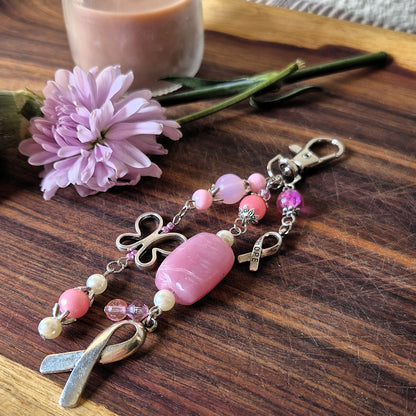 Rose Quartz Awareness Bag Charm