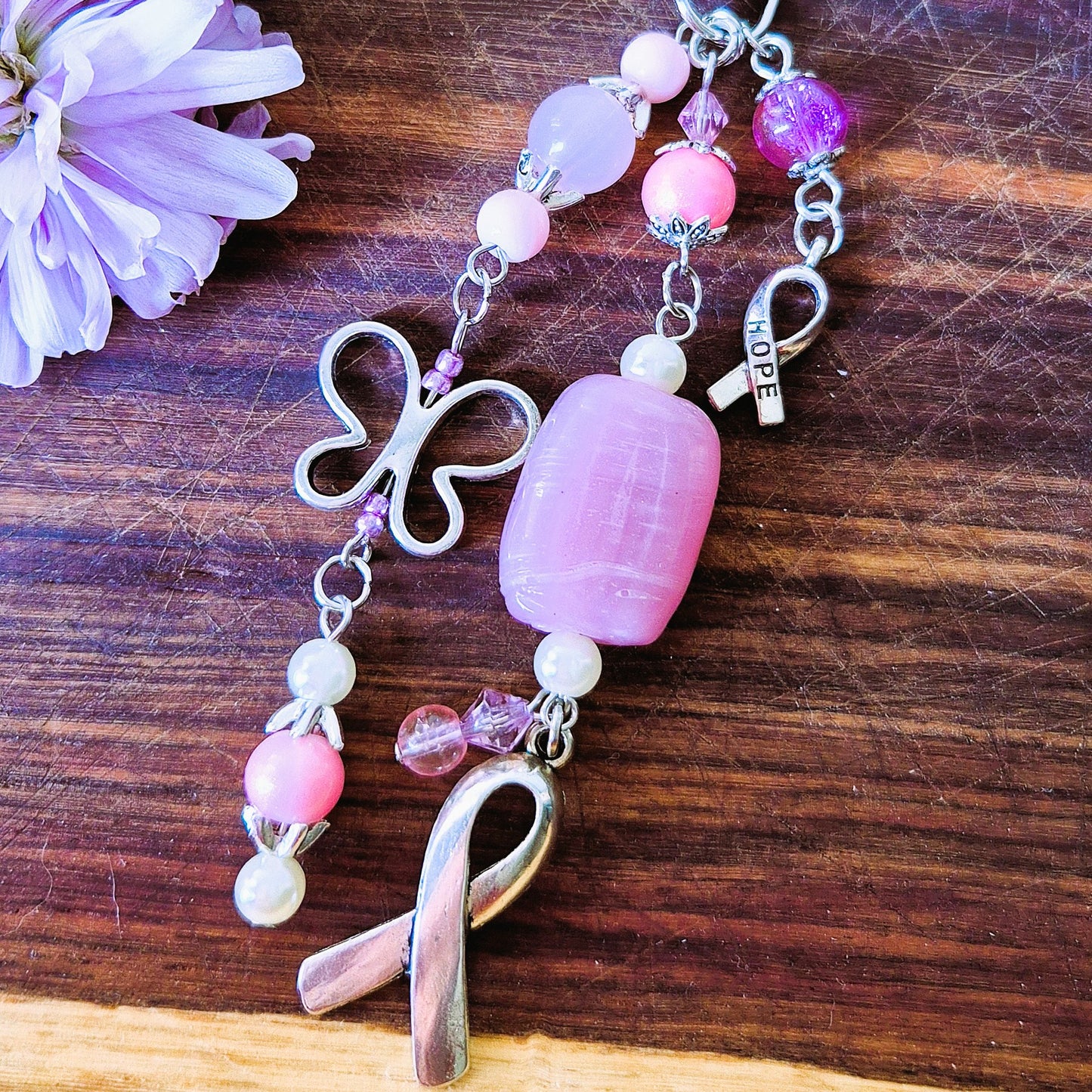Rose Quartz Awareness Bag Charm